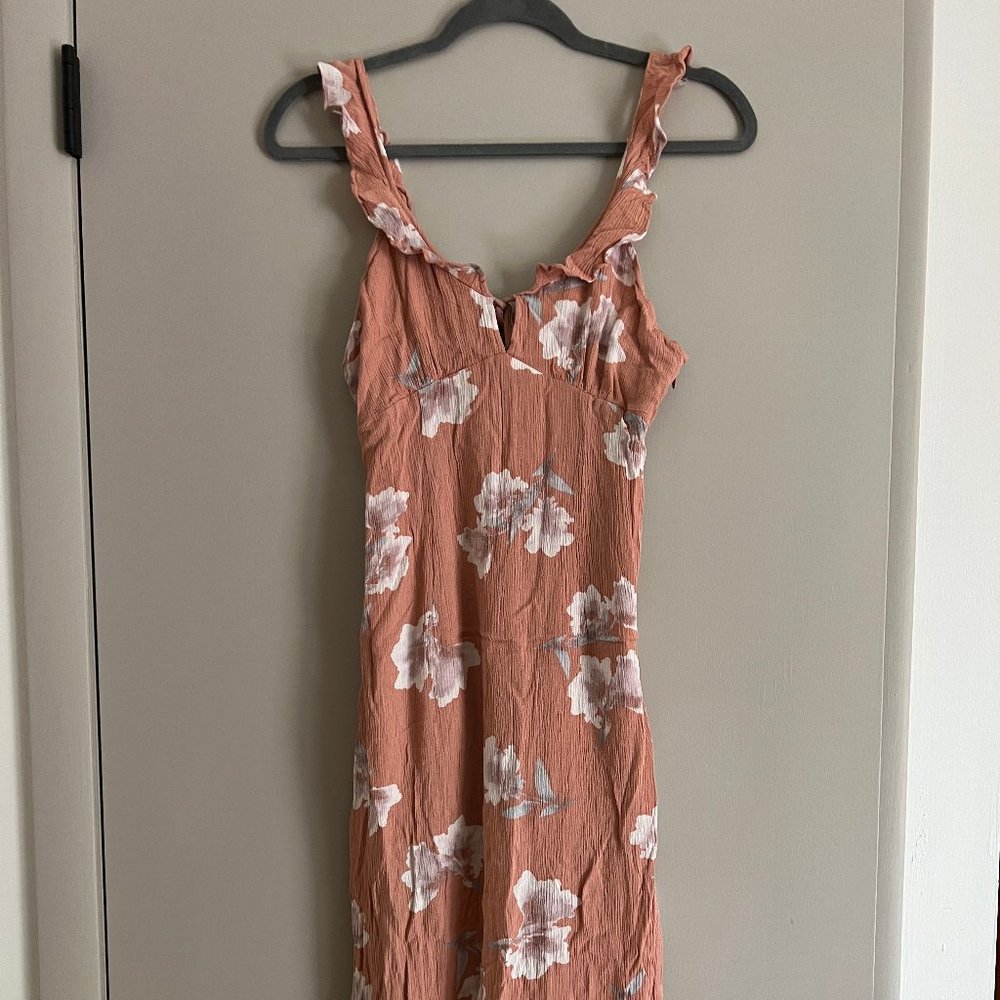 Pink and Floral Midi Dress